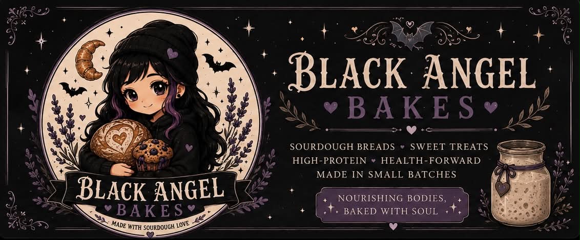 Black Angel Bakes business card front